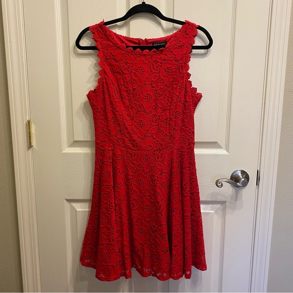 11 Jr | Jodi Kristopher A-Line Red Embroidered Holiday Dress